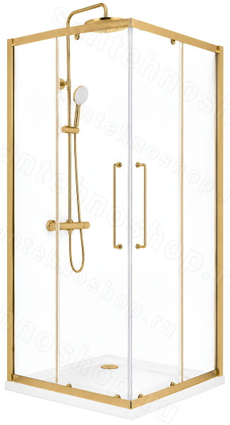 Душевой уголок Cezares RELAX 304 RELAX-304-A-2-90-C-BORO 90x90, профиль золото