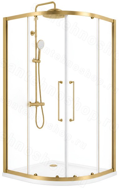 Душевой уголок Cezares RELAX 304 RELAX-304-R-2-90-C-BORO 90x90, профиль золото