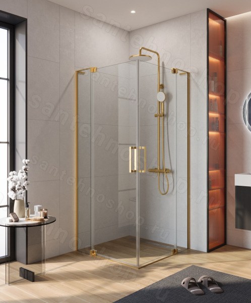 Душевой уголок Cezares SLIDER-A-2-100/110-C-BORO 100x100, профиль золото 100x100, профиль золото