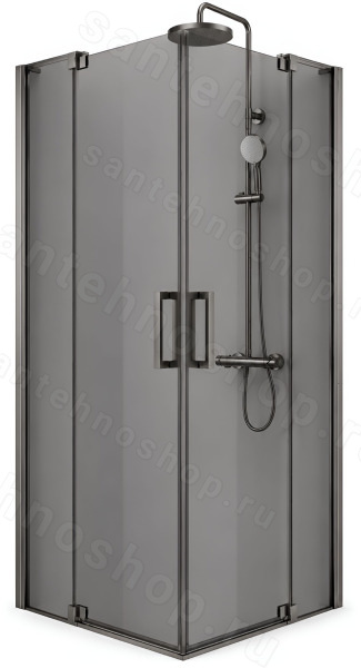 Душевой уголок Cezares SLIDER-A-2-70/80-GRIGIO-GM 70x70, стекло графит, профиль сталь 70x70, стекло графит, профиль сталь