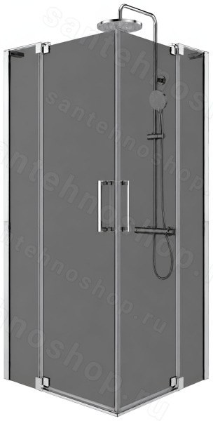 Душевой уголок Cezares SLIDER-A-2-80/90-GRIGIO-Cr 80x80, стекло графит, профиль хром 80x80, стекло графит, профиль хром