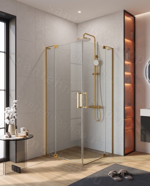 Душевой уголок Cezares SLIDER-A-2-90/100-C-BORO 90x90, профиль золото 90x90, профиль золото