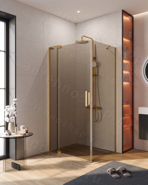 Душевой уголок Cezares SLIDER-AH-1-100-70/80-BR-BORO 70x100, стекло бронза, профиль золото 70x100, стекло бронза, профиль золото