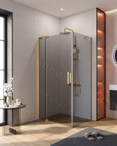 Душевой уголок Cezares SLIDER-AH-1-80-100/110-GRIGIO-BORO 100x80, стекло графит, профиль золо 100x80, стекло графит, профиль золото
