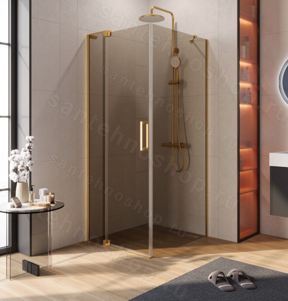 Душевой уголок Cezares SLIDER-AH-1-80-80/90-BR-BORO 80x80, стекло бронза, профиль золото 80x80, стекло бронза, профиль золото