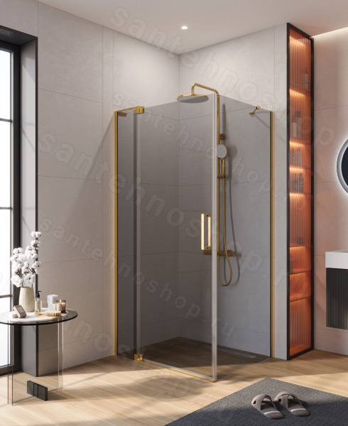 Душевой уголок Cezares SLIDER-AH-1-80-90/100-GRIGIO-BORO 90x80, стекло графит, профиль золото 90x80, стекло графит, профиль золото