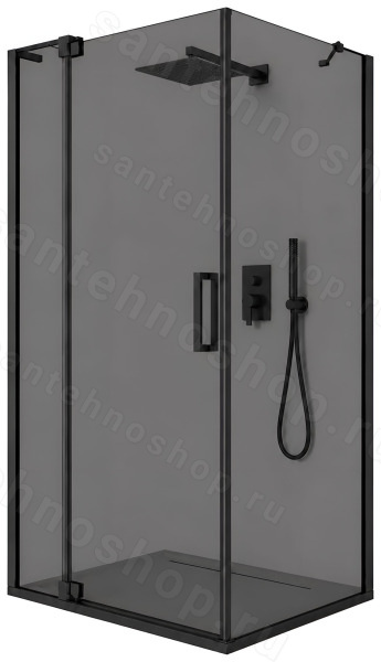 Душевой уголок Cezares SLIDER-AH-1-80-90/100-GRIGIO-NERO 90x80, стекло графит, профиль черный 90x80, стекло графит, профиль черный