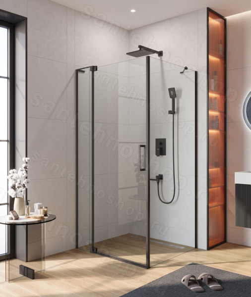 Душевой уголок Cezares SLIDER-AH-1-90-100/110-C-NERO 100x90, профиль черный 100x90, профиль черный