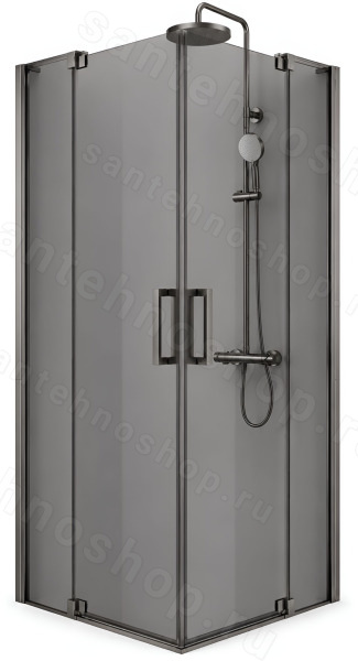 Душевой уголок Cezares SLIDER-AH-2-70/80-80/90-GRIGIO-GM 70x80, стекло графит, профиль сталь 70x80, стекло графит, профиль сталь