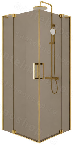 Душевой уголок Cezares SLIDER-AH-2-70/80-90/100-BR-BORO 70x90, стекло бронза, профиль золото 70x90, стекло бронза, профиль золото