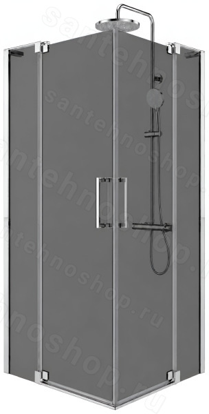 Душевой уголок Cezares SLIDER-AH-2-80/90-90/100-GRIGIO-Cr 80x90, стекло графит, профиль хром 80x90, стекло графит, профиль хром