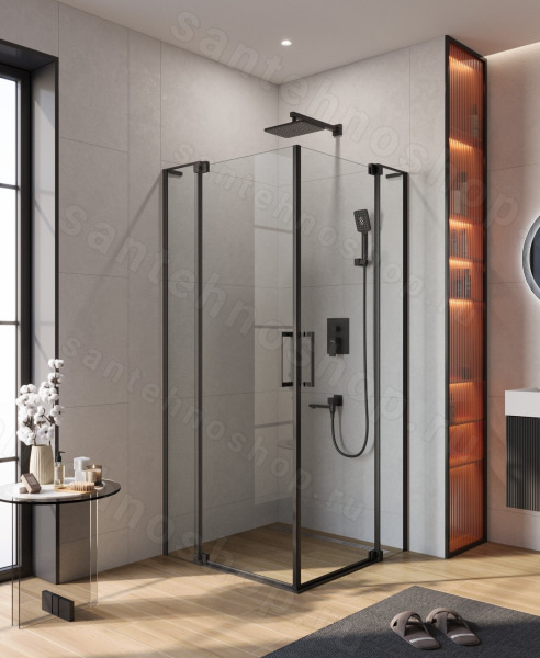 Душевой уголок Cezares SLIDER-AH-2-90/100-100/110-C-NERO 90x100, профиль черный 90x100, профиль черный