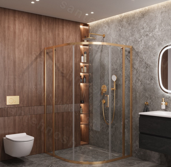 Душевой уголок Cezares MOLVENO-RH-11-120/110-C-BORO-IV 120x110, профиль золото 120x110, профиль золото
