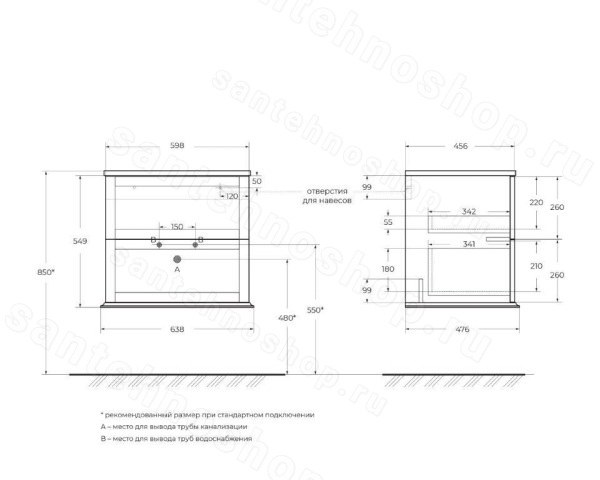Тумба под раковину Cezares Tiffany 55329 60x55 подвесная, зеленая матовая 60x55 подвесная, зеленая матовая