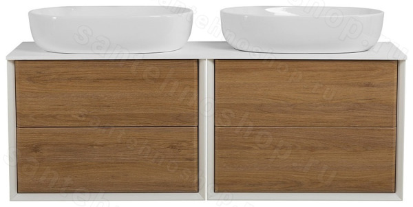 Тумба с раковиной Cezares Bellagio 00-00012837 141x49 подвесная, дуб табачный 141x49 подвесная, дуб табачный