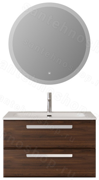 Тумба с раковиной Cezares Eco-cer-n 00-00017221 81x51 подвесная, орех шоколад софт 81x51 подвесная, орех шоколад софт