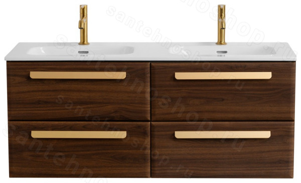 Тумба с раковиной Cezares Eco-cer-n 00-00017282 121x51 подвесная, орех шоколад софт 121x51 подвесная, орех шоколад софт
