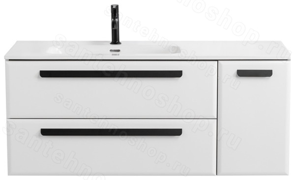 Тумба с раковиной Cezares Eco-cer-n 00-00017284 121x51 подвесная, белая глянцевая 121x51 подвесная, белая глянцевая