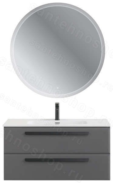 Тумба с раковиной Cezares Eco-cer-n 00-00021066 101x51 подвесная, темно-серая матовая 101x51 подвесная, темно-серая матовая