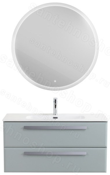 Тумба с раковиной Cezares Eco-cer-n 00-00021074 101x51 подвесная, серо-голубая матовая 101x51 подвесная, серо-голубая матовая