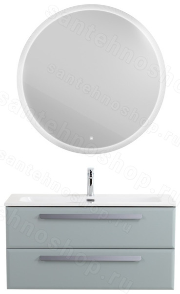 Тумба с раковиной Cezares Eco-cer-n 00-00021079 101x51 подвесная, серо-голубая матовая 101x51 подвесная, серо-голубая матовая
