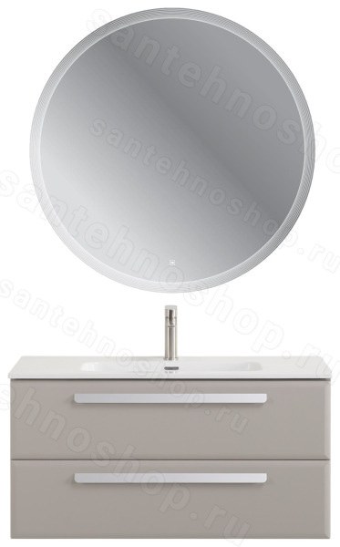 Тумба с раковиной Cezares Eco-cer-n 00-00021083 101x51 подвесная, серо-бежевая матовая 101x51 подвесная, серо-бежевая матовая