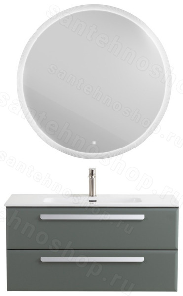 Тумба с раковиной Cezares Eco-cer-n 00-00021085 101x51 подвесная, серо-зеленая матовая 101x51 подвесная, серо-зеленая матовая