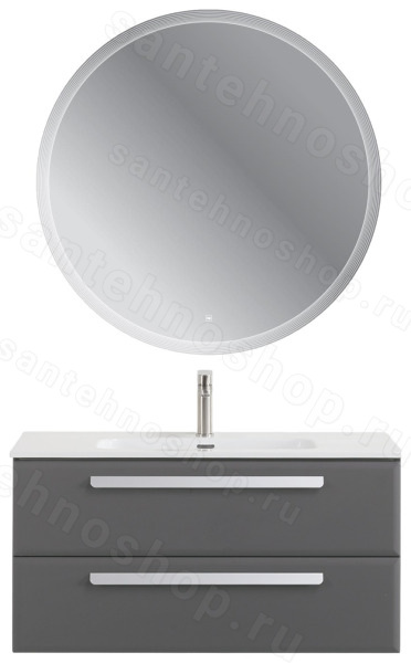 Тумба с раковиной Cezares Eco-cer-n 00-00021086 101x51 подвесная, темно-серая матовая 101x51 подвесная, темно-серая матовая