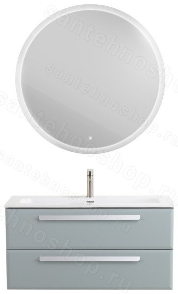 Тумба с раковиной Cezares Eco-cer-n 00-00021089 101x51 подвесная, серо-голубая матовая 101x51 подвесная, серо-голубая матовая