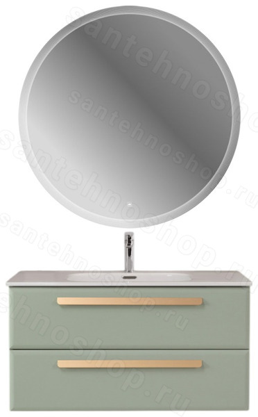 Тумба с раковиной Cezares Eco-cer-n 00-00021092 101x51 подвесная, светло-зеленая матовая 101x51 подвесная, светло-зеленая матовая