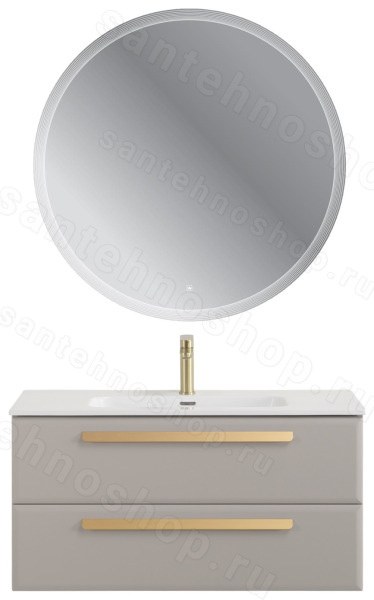 Тумба с раковиной Cezares Eco-cer-n 00-00021093 101x51 подвесная, серо-бежевая матовая 101x51 подвесная, серо-бежевая матовая