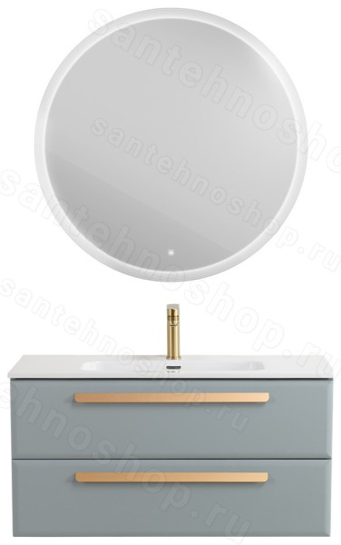 Тумба с раковиной Cezares Eco-cer-n 00-00021094 101x51 подвесная, серо-голубая матовая 101x51 подвесная, серо-голубая матовая