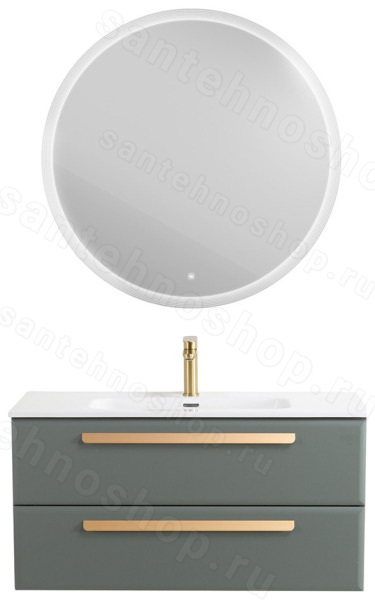 Тумба с раковиной Cezares Eco-cer-n 00-00021095 101x51 подвесная, серо-зеленая матовая 101x51 подвесная, серо-зеленая матовая