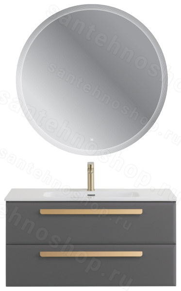 Тумба с раковиной Cezares Eco-cer-n 00-00021096 101x51 подвесная, темно-серая матовая 101x51 подвесная, темно-серая матовая