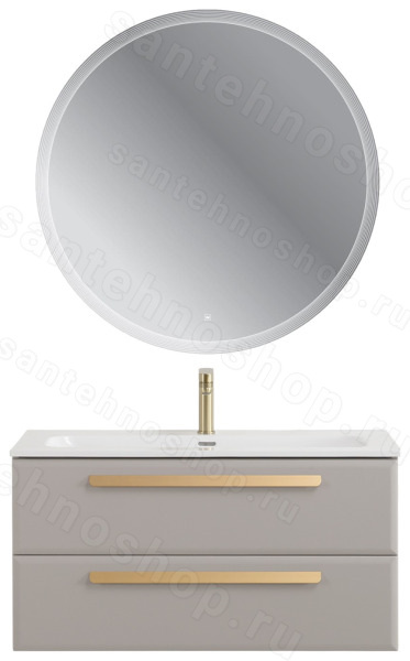 Тумба с раковиной Cezares Eco-cer-n 00-00021098 101x51 подвесная, серо-бежевая матовая 101x51 подвесная, серо-бежевая матовая