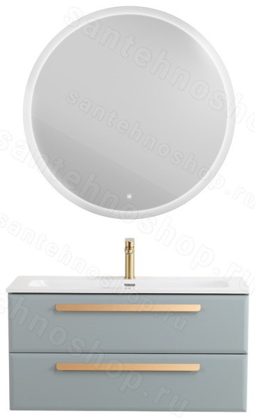 Тумба с раковиной Cezares Eco-cer-n 00-00021099 101x51 подвесная, серо-голубая матовая 101x51 подвесная, серо-голубая матовая