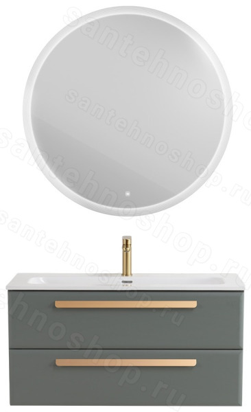 Тумба с раковиной Cezares Eco-cer-n 00-00021100 101x51 подвесная, серо-зеленая матовая 101x51 подвесная, серо-зеленая матовая