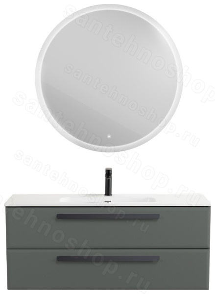 Тумба с раковиной Cezares Eco-cer-n 00-00021265 121x51 подвесная, серо-зеленая матовая 121x51 подвесная, серо-зеленая матовая