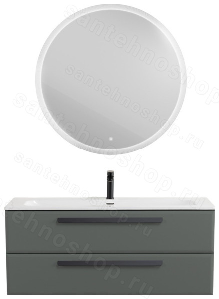 Тумба с раковиной Cezares Eco-cer-n 00-00021270 121x51 подвесная, серо-зеленая матовая 121x51 подвесная, серо-зеленая матовая