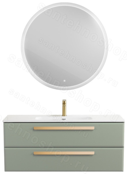 Тумба с раковиной Cezares Eco-cer-n 00-00021292 121x51 подвесная, светло-зеленая матовая 121x51 подвесная, светло-зеленая матовая