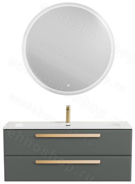 Тумба с раковиной Cezares Eco-cer-n 00-00021300 121x51 подвесная, серо-зеленая матовая 121x51 подвесная, серо-зеленая матовая