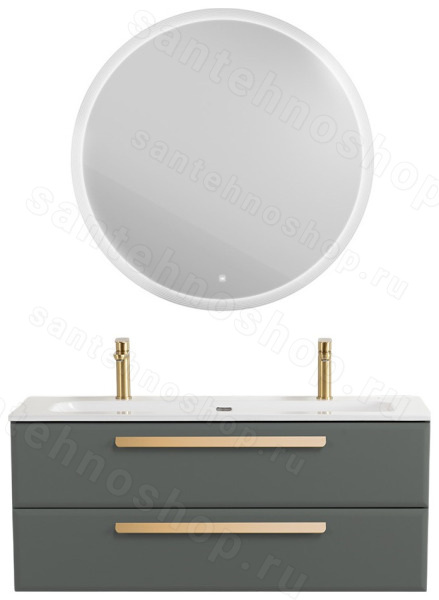 Тумба с раковиной Cezares Eco-cer-n 00-00021320 121x51 подвесная, серо-зеленая матовая 121x51 подвесная, серо-зеленая матовая