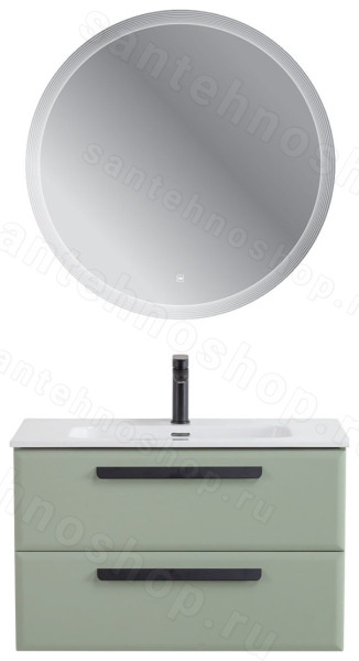 Тумба с раковиной Cezares Eco-cer-n 00-00021349 81x51 подвесная, светло-зеленая матовая 81x51 подвесная, светло-зеленая матовая
