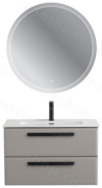 Тумба с раковиной Cezares Eco-cer-n 00-00021350 81x51 подвесная, серо-бежевая матовая 81x51 подвесная, серо-бежевая матовая
