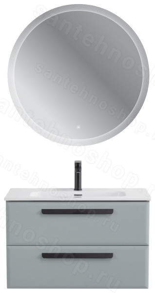 Тумба с раковиной Cezares Eco-cer-n 00-00021351 81x51 подвесная, серо-голубая матовая 81x51 подвесная, серо-голубая матовая