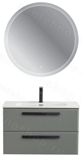Тумба с раковиной Cezares Eco-cer-n 00-00021352 81x51 подвесная, серо-зеленая матовая 81x51 подвесная, серо-зеленая матовая