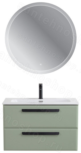 Тумба с раковиной Cezares Eco-cer-n 00-00021354 81x51 подвесная, светло-зеленая матовая 81x51 подвесная, светло-зеленая матовая
