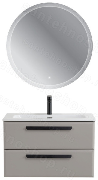 Тумба с раковиной Cezares Eco-cer-n 00-00021355 81x51 подвесная, серо-бежевая матовая 81x51 подвесная, серо-бежевая матовая