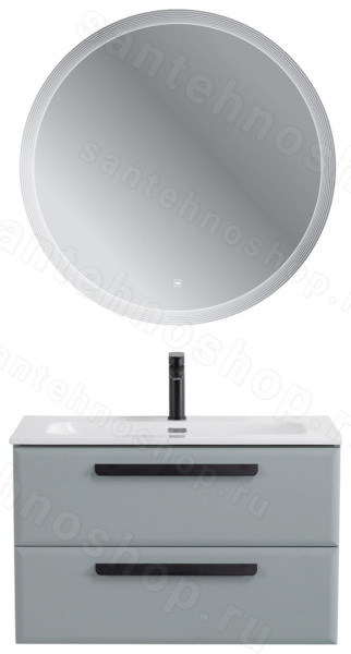 Тумба с раковиной Cezares Eco-cer-n 00-00021356 81x51 подвесная, серо-голубая матовая 81x51 подвесная, серо-голубая матовая