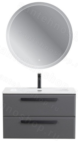 Тумба с раковиной Cezares Eco-cer-n 00-00021358 81x51 подвесная, темно-серая матовая 81x51 подвесная, темно-серая матовая